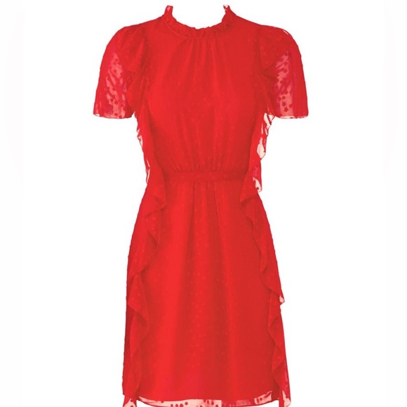 Monique Lhuillier red high neck dress, super flattering and versatile! - Picture 2 of 3